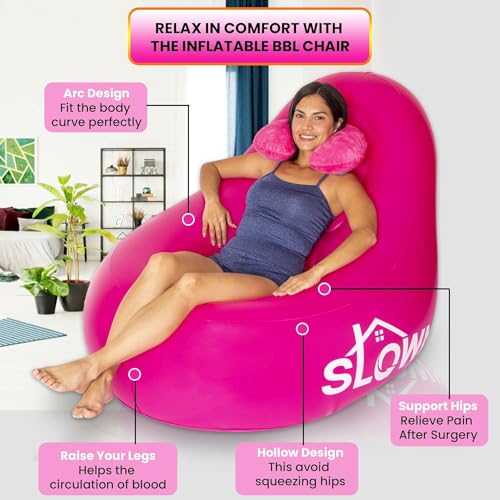 SLOWN BBL Chair - Inflatable BBL Mattress with Hole After Surgery for Butt Sleeping, Brazilian Butt Lift Recovery, BBL Chair Hole with Built - in Electric Air Pump, Neck Pillow and Urination Device - THE BEAUTY ANATOMY