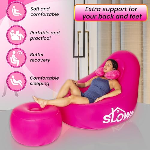 SLOWN BBL Chair - Inflatable BBL Mattress with Hole After Surgery for Butt Sleeping, Brazilian Butt Lift Recovery, BBL Chair Hole with Built - in Electric Air Pump, Neck Pillow and Urination Device - THE BEAUTY ANATOMY