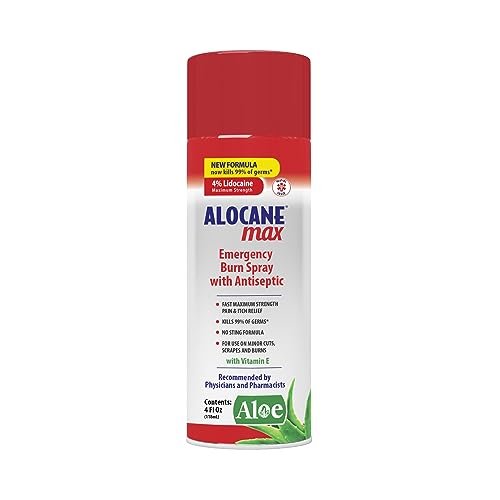 ALOCANE Emergency Burn Spray, 4% Lidocaine Max Strength Fast Pain Itch Relief for Minor Burns, Sunburn, Kitchen First Aid Treatment Burn Care, 4 Fl Oz - THE BEAUTY ANATOMY