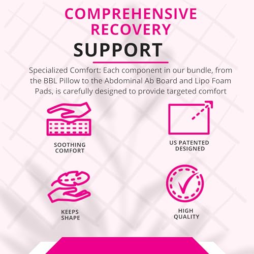 BBL Pillow After surgery Pack of 8 BB Pillow Post Surgery Supplies - BB Pillow with Back Support Cushion (Lumbar Molder - Abdominal Ab Board - 3 Liposuction Foam Pads)BBl supplies kit BB Pillow set - THE BEAUTY ANATOMY