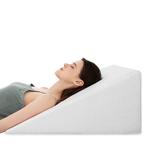 Bed Wedge Pillows Leg Elevation Reading Pillow & Back Support Wedge Pillow - for Back and Legs Support, Back Pain, Leg Pain, Pregnancy, Neck and Shoulder Joint Pain, Sleeping (White, 10" x 24" x 24") - THE BEAUTY ANATOMY