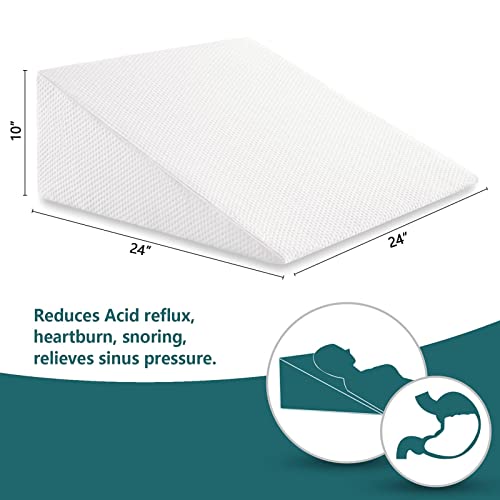 Bed Wedge Pillows Leg Elevation Reading Pillow & Back Support Wedge Pillow - for Back and Legs Support, Back Pain, Leg Pain, Pregnancy, Neck and Shoulder Joint Pain, Sleeping (White, 10" x 24" x 24") - THE BEAUTY ANATOMY