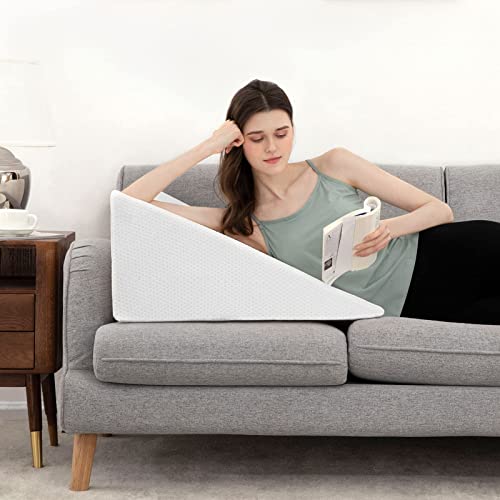 Bed Wedge Pillows Leg Elevation Reading Pillow & Back Support Wedge Pillow - for Back and Legs Support, Back Pain, Leg Pain, Pregnancy, Neck and Shoulder Joint Pain, Sleeping (White, 10" x 24" x 24") - THE BEAUTY ANATOMY