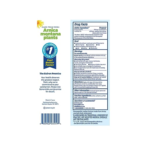 Boiron Arnicare Gel for Soothing Relief of Joint Pain, Muscle Pain, Muscle Soreness, and Swelling from Bruises or Injury - Non - greasy and Fragrance - Free - 2.6 oz - THE BEAUTY ANATOMY