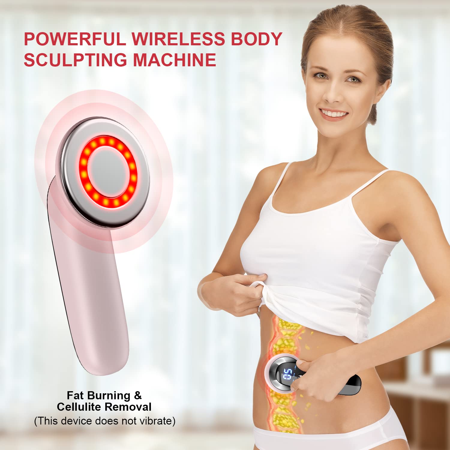 Byindorn Body Massager Machine - Cordless Handheld Massager for Belly, Waist, Arms, Legs, Butt - 3 Modes and 10 Adjustable Intensity (Light - Pink) - THE BEAUTY ANATOMY