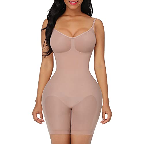 FeelinGirl Seamless Bodysuit Shapewear Butt Lifter High Waist Body Shaper under Dress Full Body Slimming With Adjustable Bra Skin M/L - THE BEAUTY ANATOMY