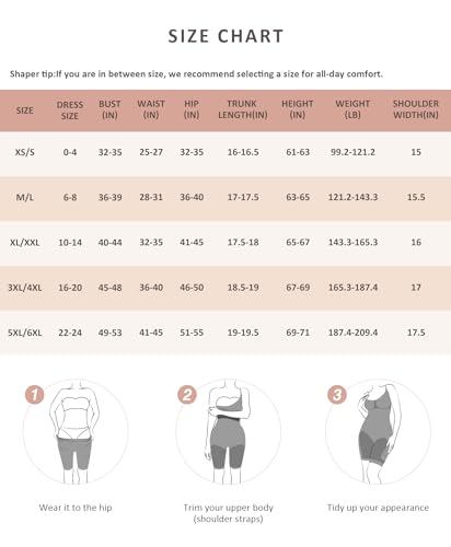 FeelinGirl Seamless Bodysuit Shapewear Butt Lifter High Waist Body Shaper under Dress Full Body Slimming With Adjustable Bra Skin M/L - THE BEAUTY ANATOMY