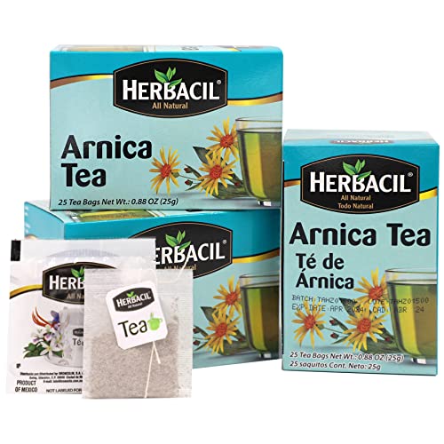 Herbacil Arnica Tea, Caffeine - Free, 3 - Pack, 0.88 Oz, 25 Tea Bags per Box (75 Tea Bags) - THE BEAUTY ANATOMY
