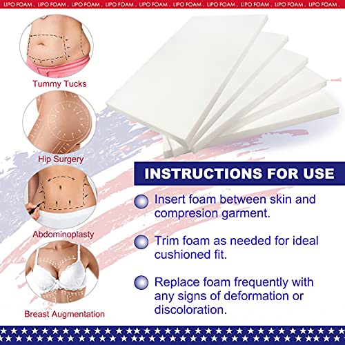KUSMOO 5 Pack Lipo Foam Pads for Post Surgery Ab Board Liposuction Surgery Flattening Abdominal Compression Garments Lipo Foam Sheets 8" x 11" - THE BEAUTY ANATOMY
