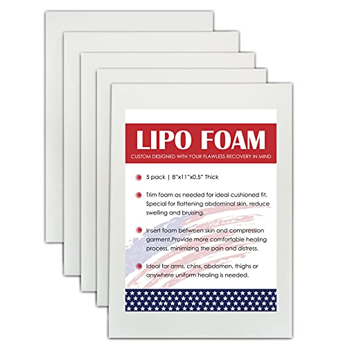 KUSMOO 5 Pack Lipo Foam Pads for Post Surgery Ab Board Liposuction Surgery Flattening Abdominal Compression Garments Lipo Foam Sheets 8" x 11" - THE BEAUTY ANATOMY