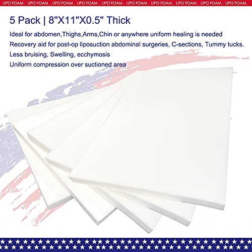 KUSMOO 5 Pack Lipo Foam Pads for Post Surgery Ab Board Liposuction Surgery Flattening Abdominal Compression Garments Lipo Foam Sheets 8" x 11" - THE BEAUTY ANATOMY