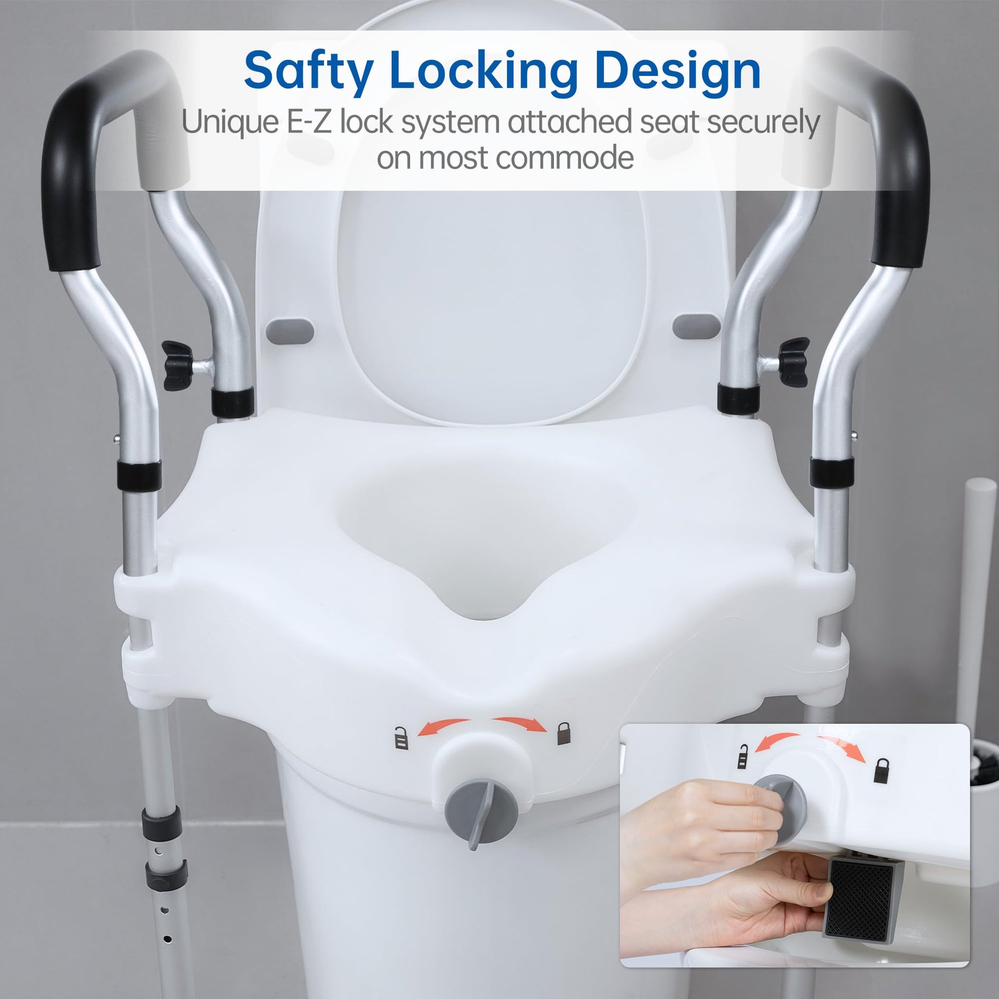Restisland Raised Toilet Seat with Widened Handles, Elevated Toilet Seat Riser for Elderly and Disabled, Support 300 lbs - THE BEAUTY ANATOMY