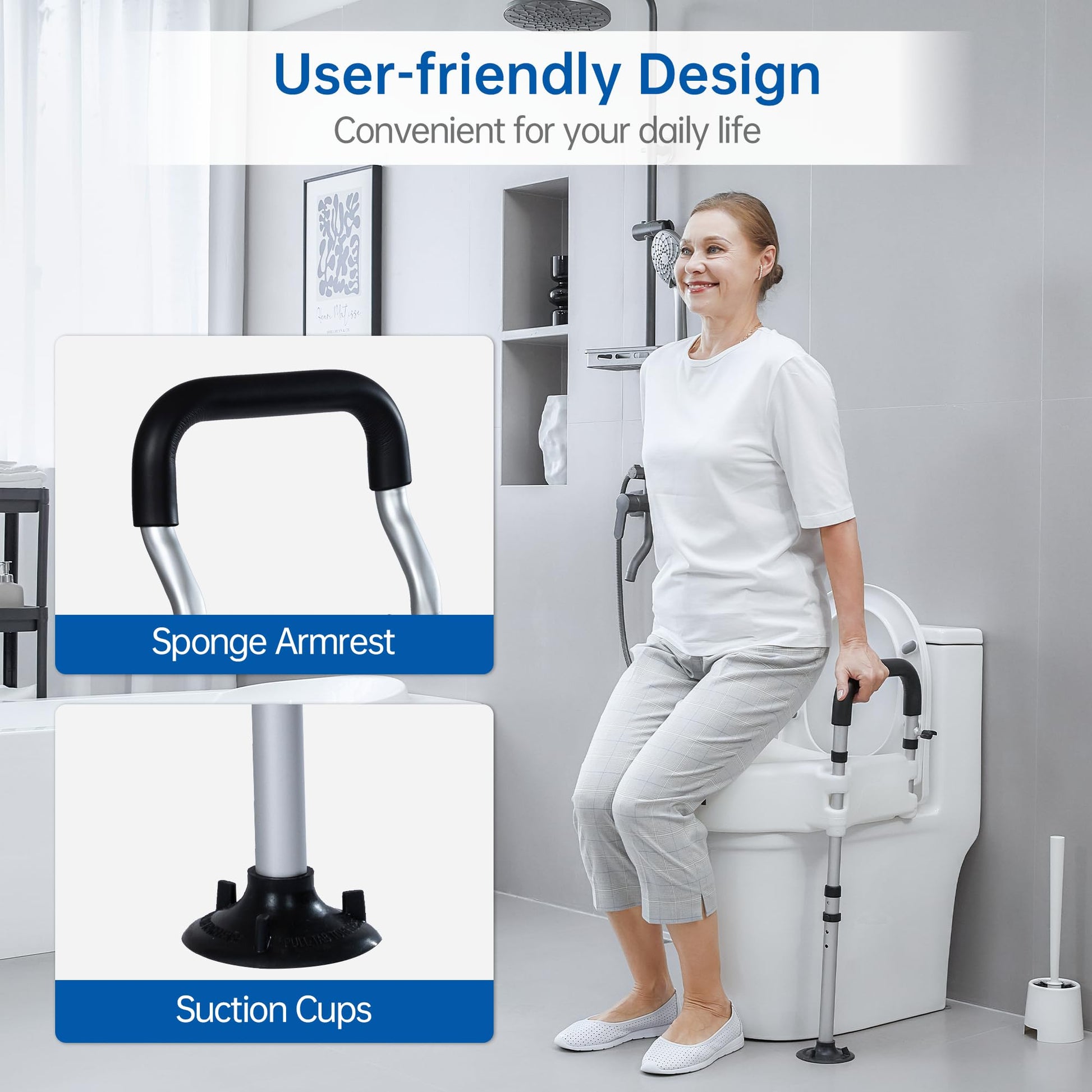 Restisland Raised Toilet Seat with Widened Handles, Elevated Toilet Seat Riser for Elderly and Disabled, Support 300 lbs - THE BEAUTY ANATOMY