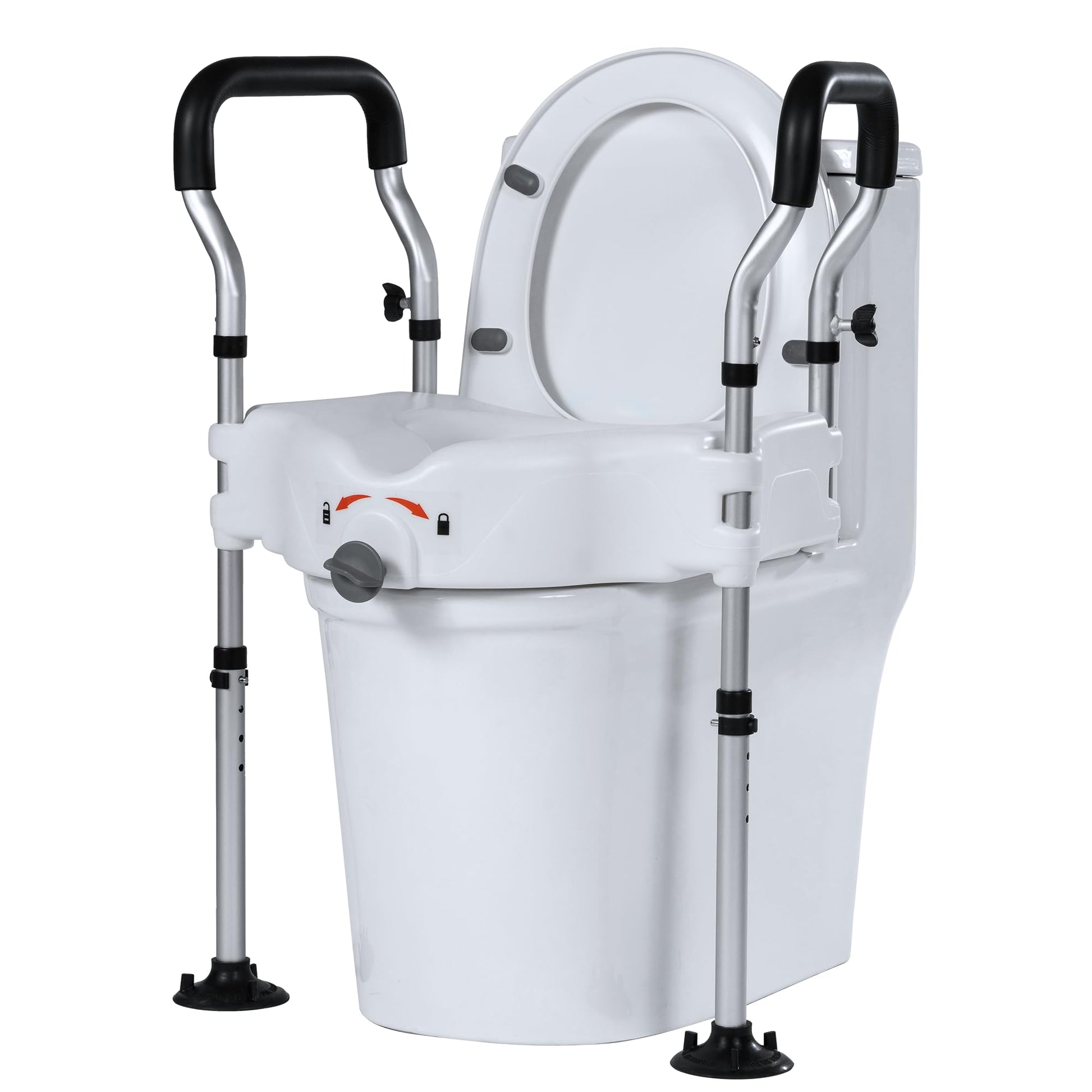 Restisland Raised Toilet Seat with Widened Handles, Elevated Toilet Seat Riser for Elderly and Disabled, Support 300 lbs - THE BEAUTY ANATOMY