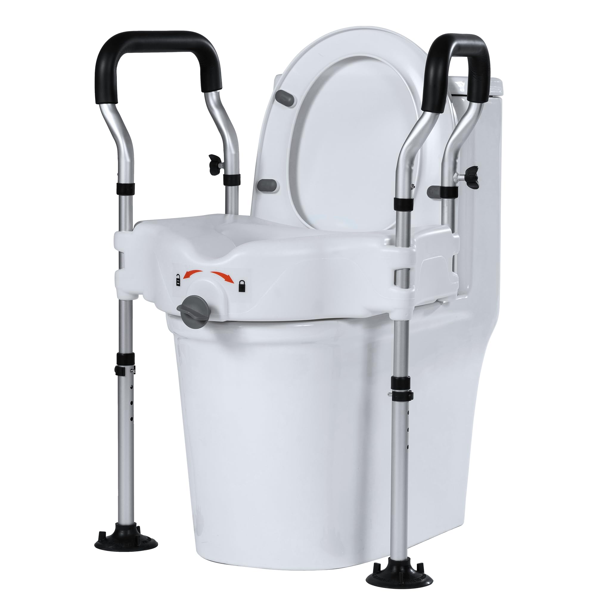 Restisland Raised Toilet Seat with Widened Handles, Elevated Toilet Seat Riser for Elderly and Disabled, Support 300 lbs - THE BEAUTY ANATOMY