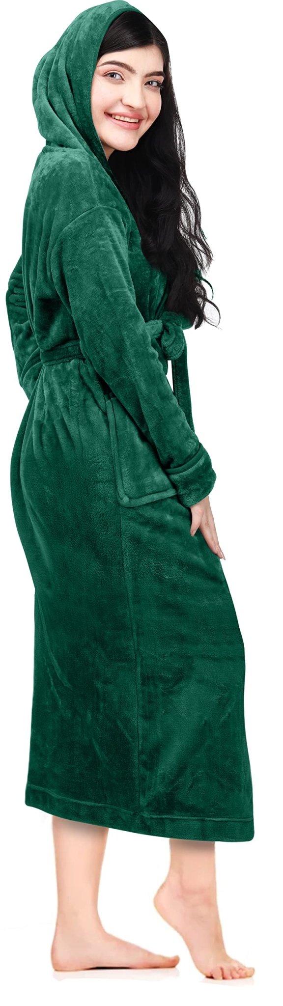Womens Fleece Hooded Bathrobe - THE BEAUTY ANATOMY