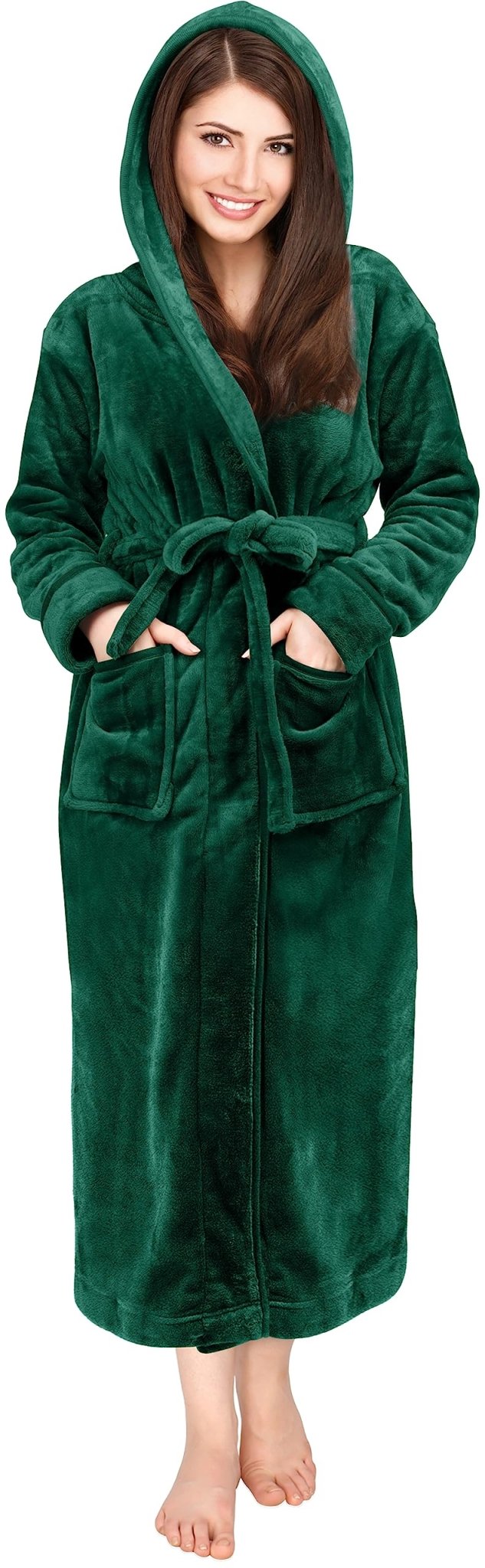 Womens Fleece Hooded Bathrobe - THE BEAUTY ANATOMY