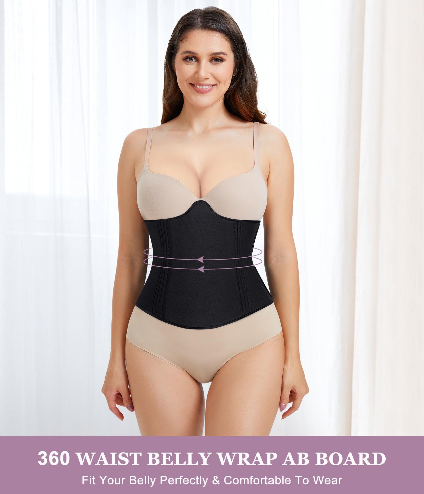 YERKOAD 360 Lipo Foam Ab Board Post Surgery Liposuction Abdominal Compression Boards Belly Wrap Lipo Recovery Waist Cincher(Black, One size) - THE BEAUTY ANATOMY