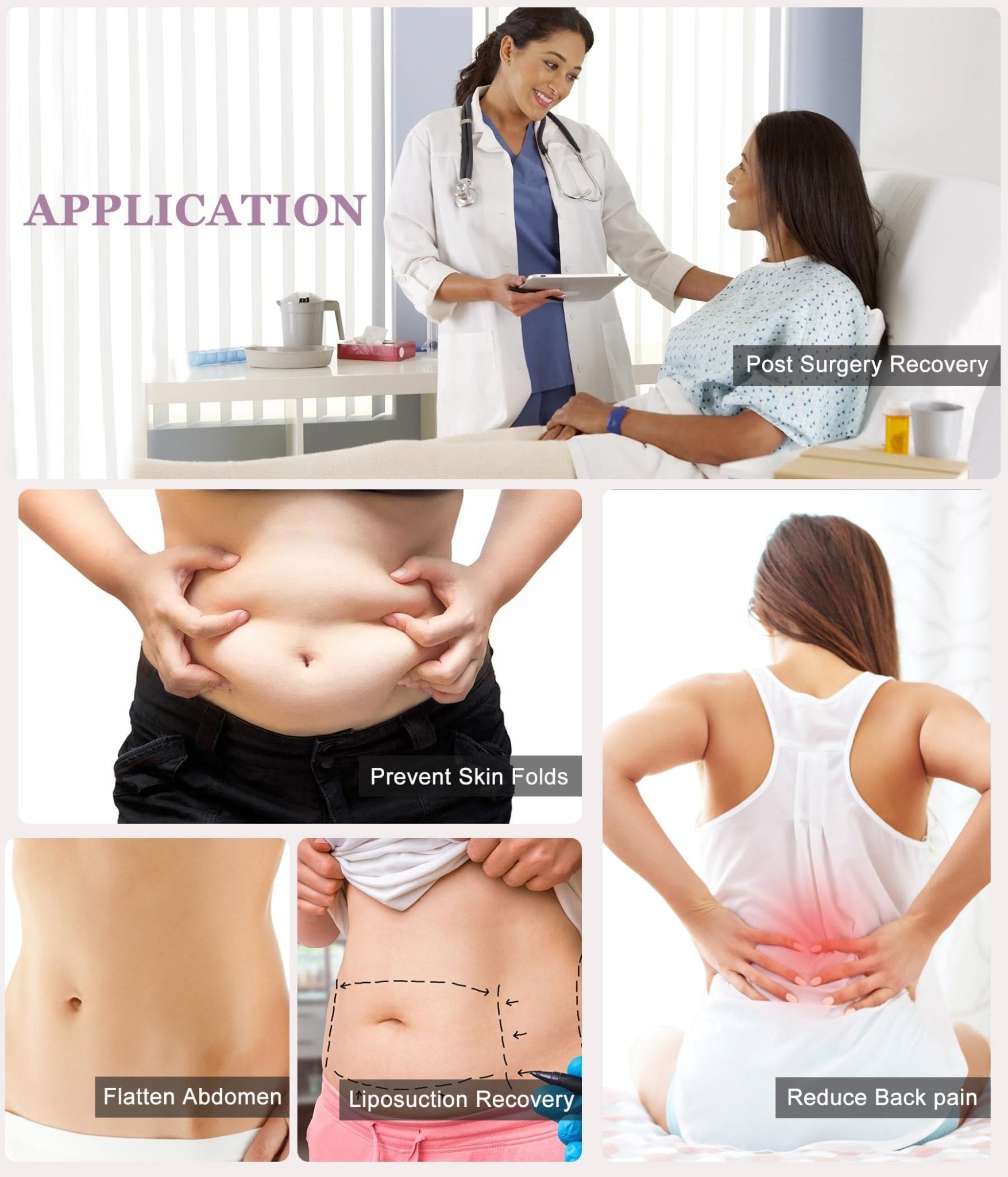 YERKOAD 360 Lipo Foam Ab Board Post Surgery Liposuction Abdominal Compression Boards Belly Wrap Lipo Recovery Waist Cincher(Black, One size) - THE BEAUTY ANATOMY